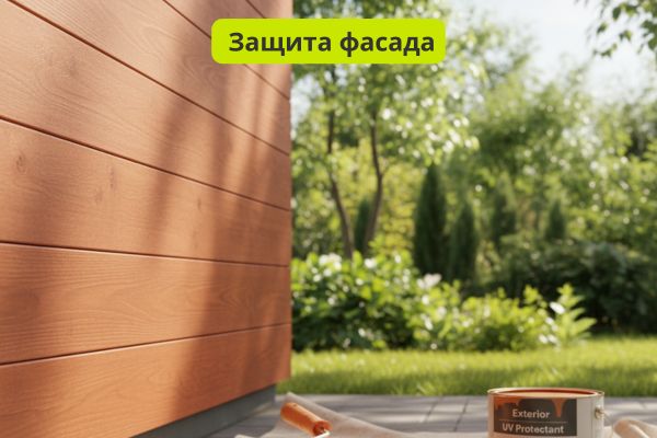 Защита фасада краской, лаком фото